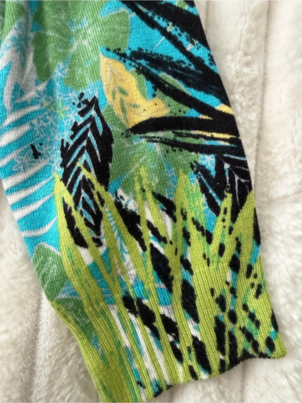 Joseph Teal, Lime & Black Tropical Print Cardigan - Picture 4 of 7